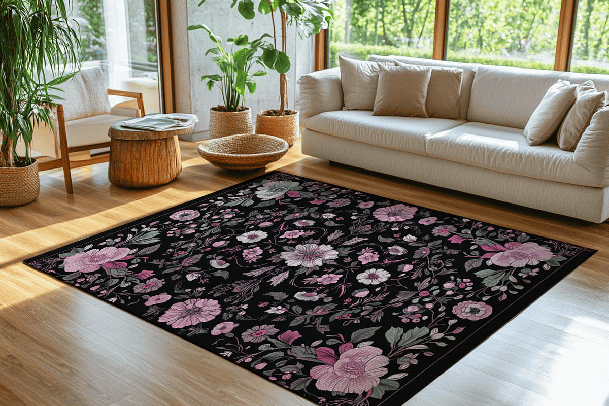 Moonlit Cherry Blossom Rug - Nature-Inspired Tranquility