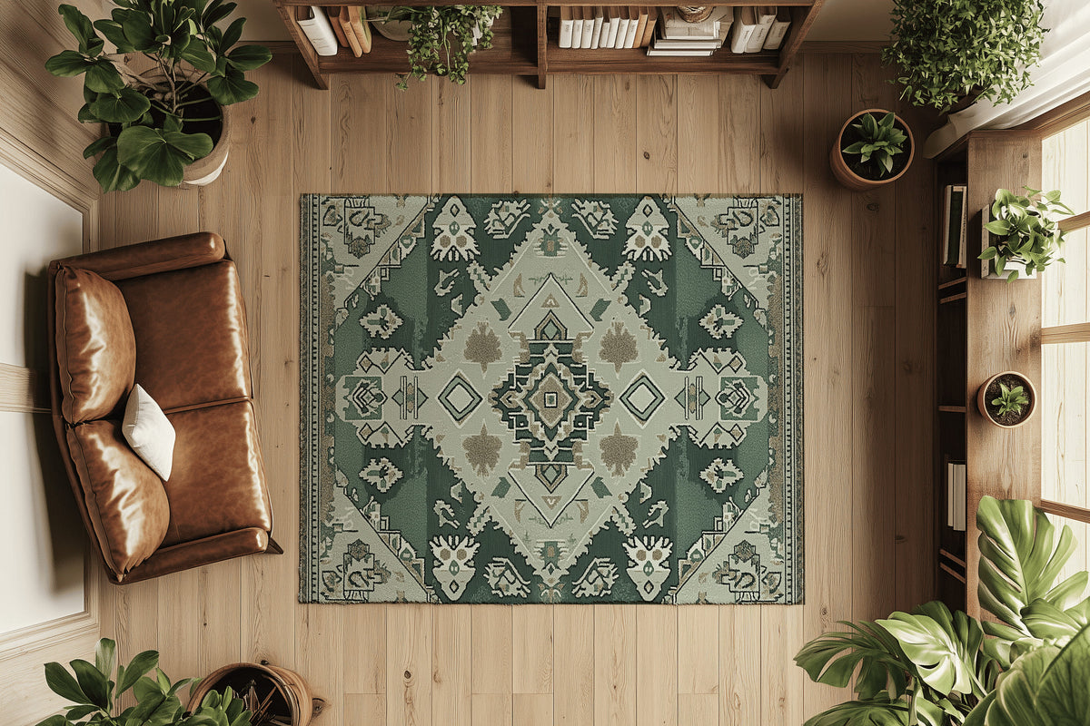 Green Serenity Meadow Rug - Nature-Inspired Elegance