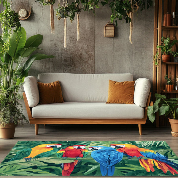 Macaw Haven Rug - Vibrant Jungle-Inspired Elegance