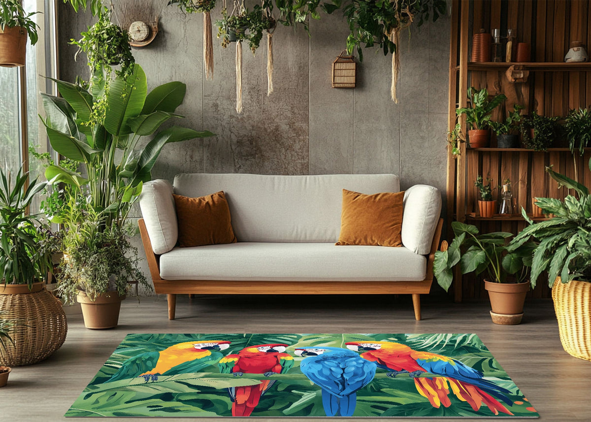 Tropical Macaw Area Rug - Vibrant Jungle Décor for Animal Lovers