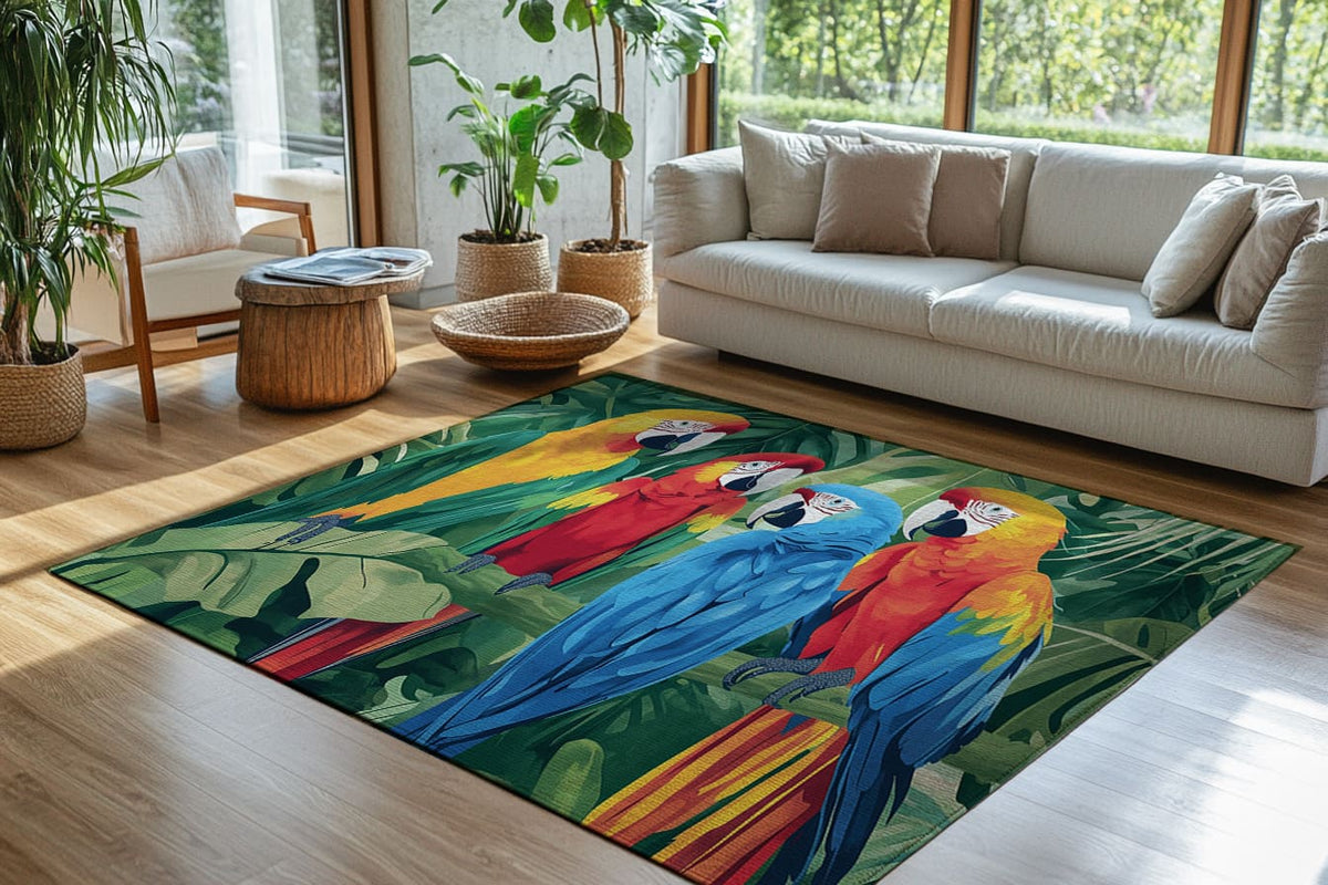 Macaw Haven Rug - Vibrant Jungle-Inspired Elegance