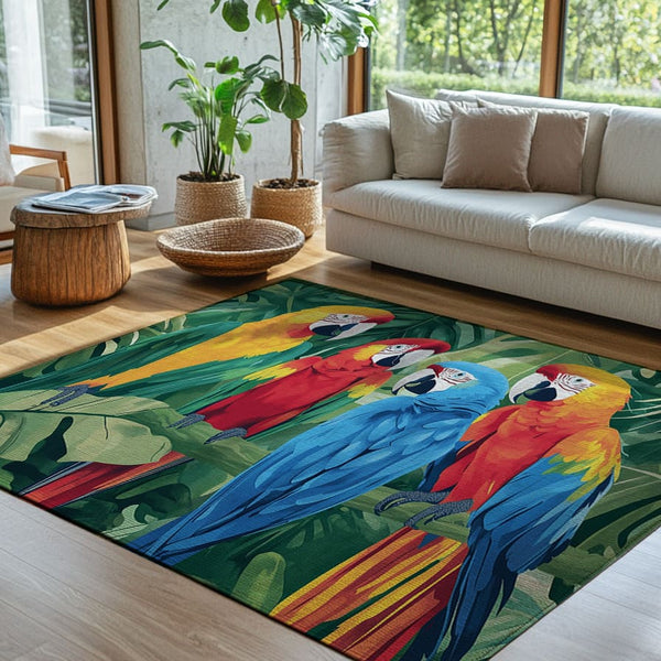 Macaw Haven Rug - Vibrant Jungle-Inspired Elegance