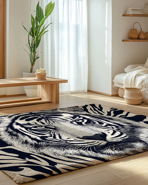 Regal Fusion Rug - Tiger and Zebra - Inspired Elegance | Nature - Inspired Rug by districtoasis