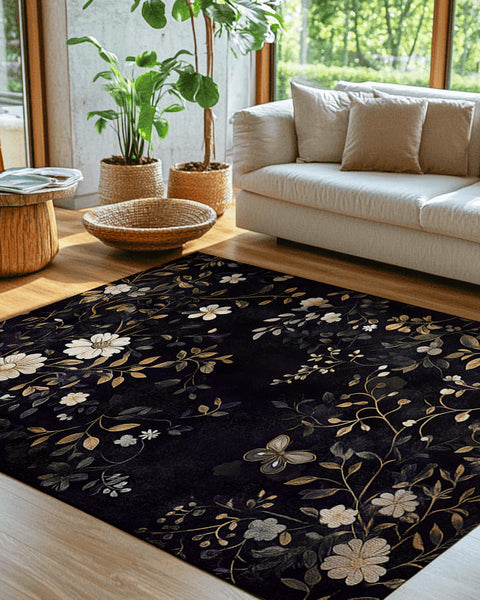 Shadowed Meadow Rug - Mystical Nature-Inspired Elegance