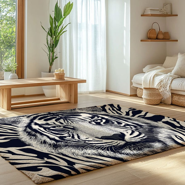 Majestic Tiger Area Rug - Bold Zebra Stripes Design for Home Decor