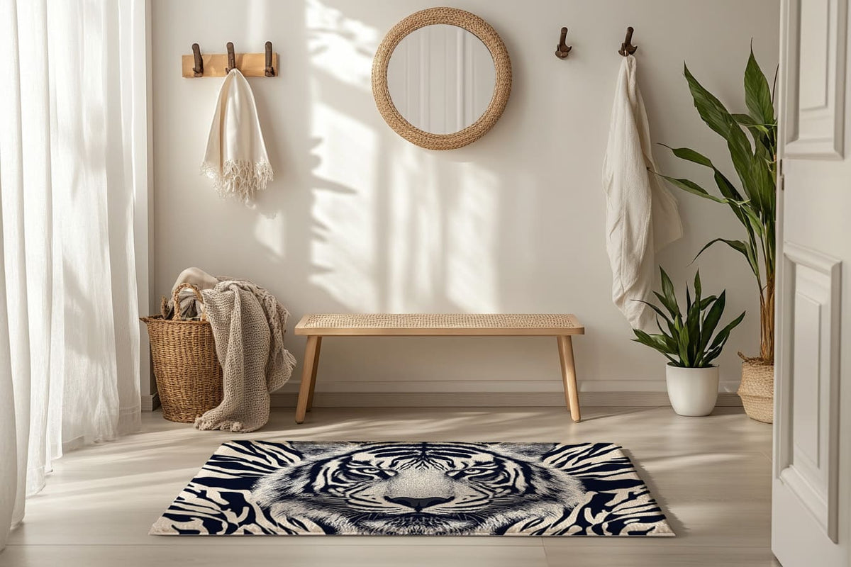 Regal Fusion Rug - Tiger and Zebra-Inspired Elegance