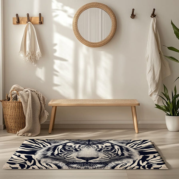 Regal Fusion Rug - Tiger and Zebra-Inspired Elegance