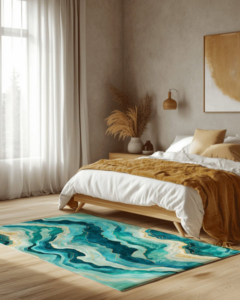 Turquoise Drift Rug | Nature - Inspired Rug by districtoasis