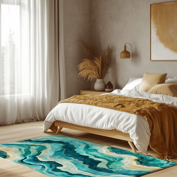 Turquoise Drift Rug | Nature - Inspired Rug by districtoasis