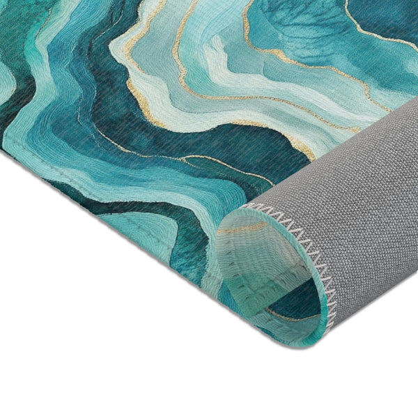 Turquoise Drift Rug - Coastal Elegance in Motion | Nature - Inspired Rug by districtoasis