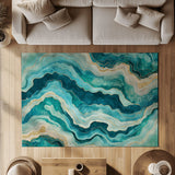 Turquoise Drift Rug - Coastal Elegance in Motion | Nature - Inspired Rug by districtoasis