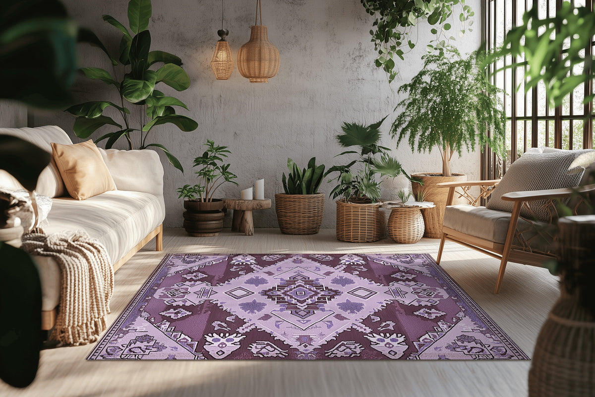 Violet Serenity Meadow Rug - Nature-Inspired Elegance