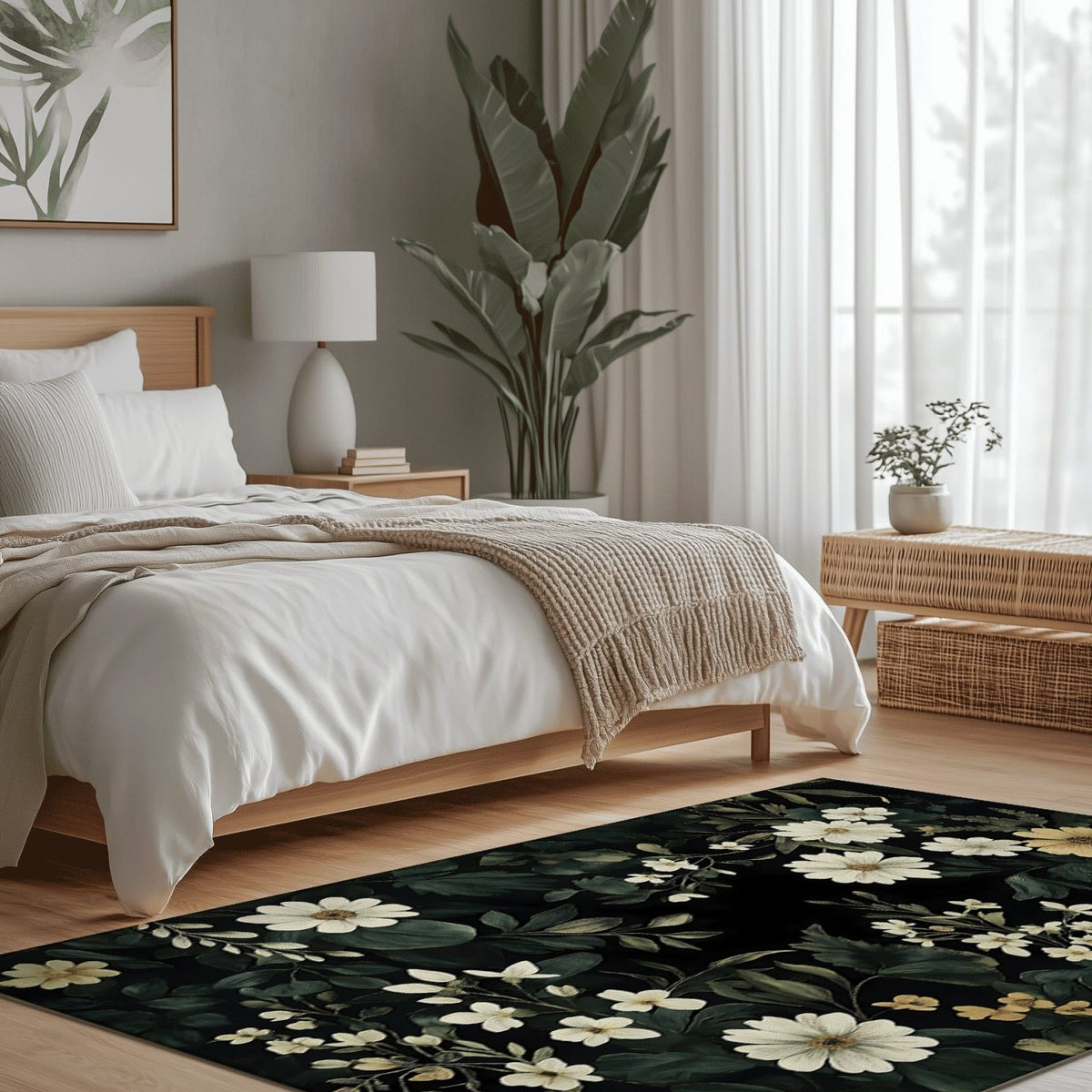 Wild Botanical Elegance Rug | Nature - Inspired Rug by districtoasis