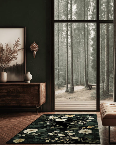 Wild Botanical Elegance Rug | Nature - Inspired Rug by districtoasis