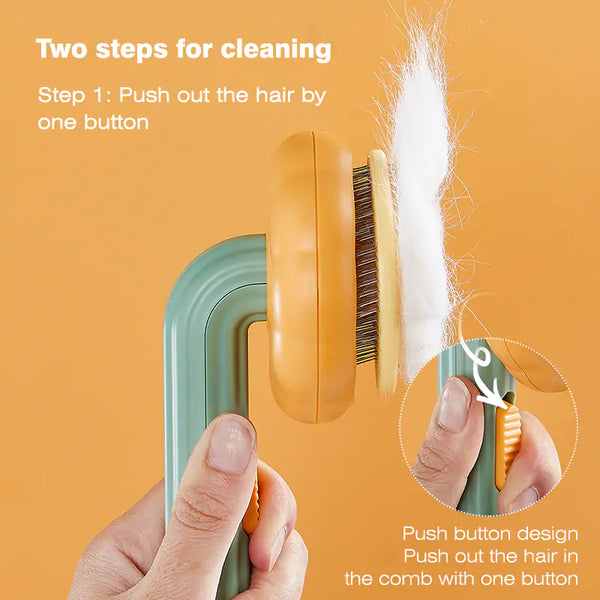 EasyClean™ Pumpkin Pro: Self-Cleaning Slicker Pet Brush - districtoasis -