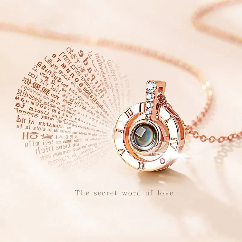 LoveWhispers™ Pendant 'I Love You' in 100 Languages with Luxe Rose-Top Gift Box - districtoasis -